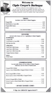 clyde coopers bbq menu